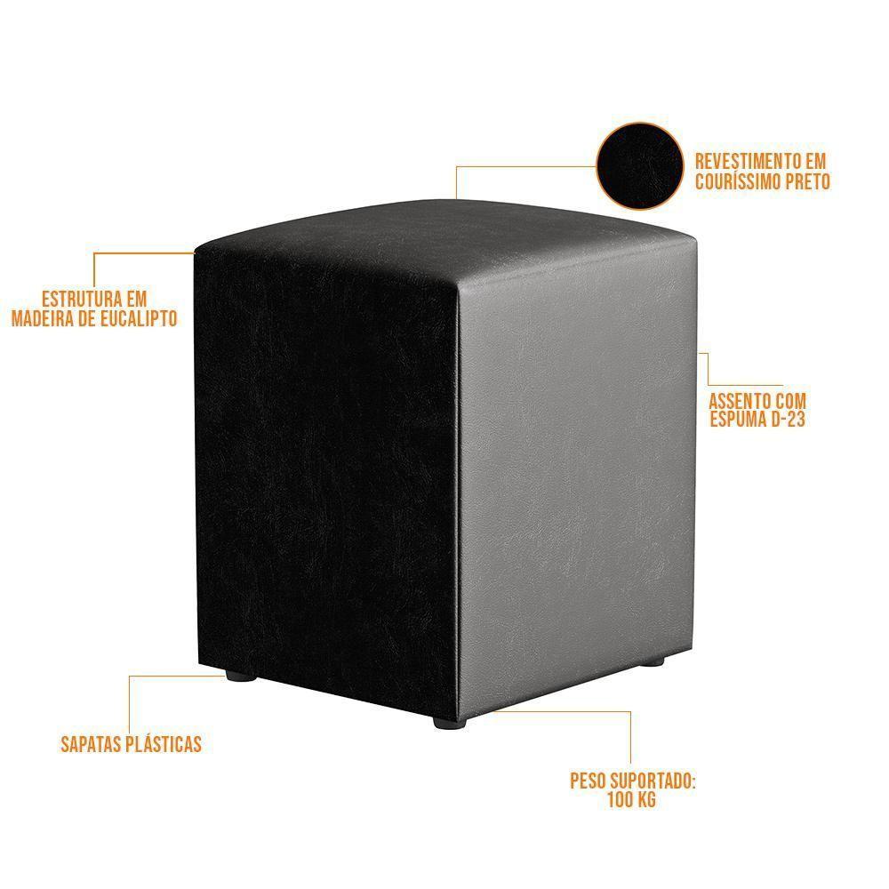 Kit 04 Puffs Quadrado L02 Couríssimo Preto Brilho - 3