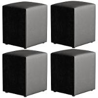 Kit 04 Puffs Quadrado L02 Couríssimo Preto Brilho - 1