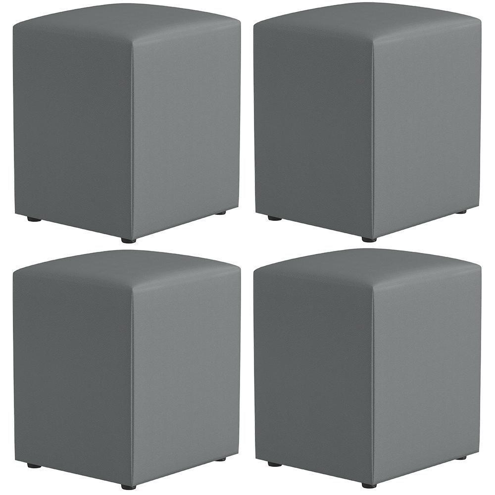 Kit 04 Puffs Quadrado L02 Corano Cinza - 1