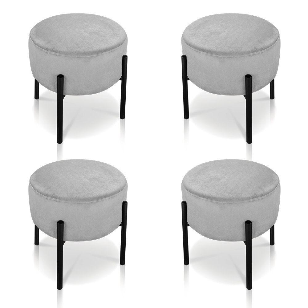 Kit 04 Puffs Iron Suede Cinza Base Palito - 1