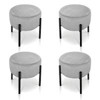 Kit 04 Puffs Iron Suede Cinza Base Palito - 1