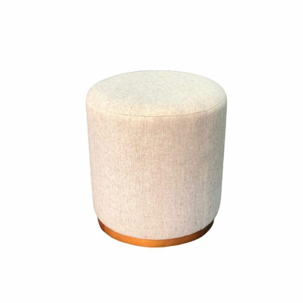 Kit 2 Puff Barcelona Decorativo Com Linho Bege E Base Madeira - 4