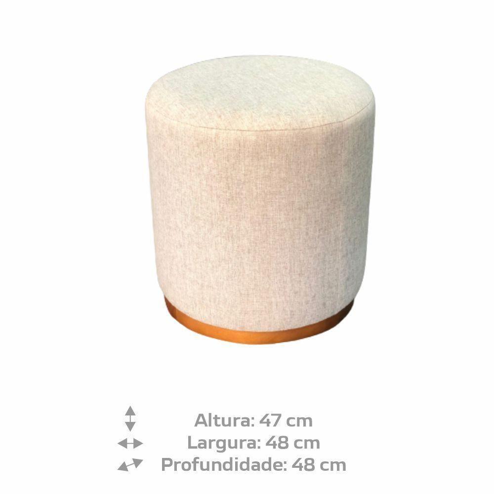 Kit 2 Puff Barcelona Decorativo Com Linho Bege E Base Madeira - 5