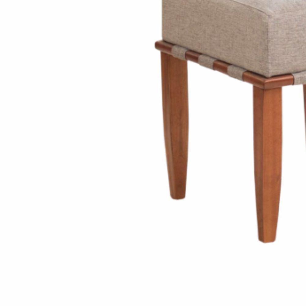 Kit 2 Puff Trançado Pérola Com Linho Bega E Pés Em Madeira - 3