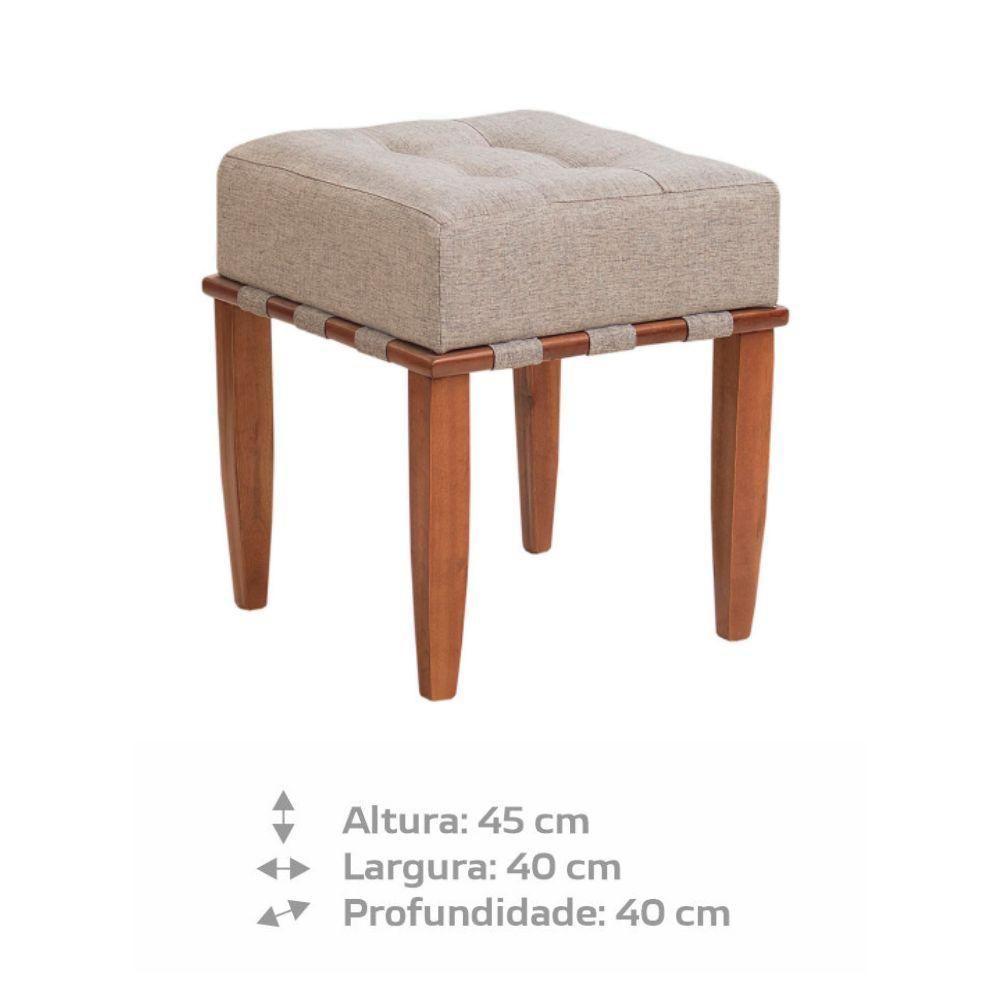 Kit 2 Puff Trançado Pérola Com Linho Bega E Pés Em Madeira - 4