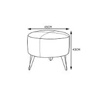 Kit 2 Puffs Decorativos Redondo Couro Marrom - 2
