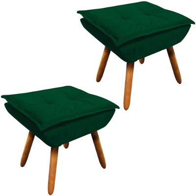 Kit 2 Puff'S Decorativos Pés Palito Charger Suede Verde