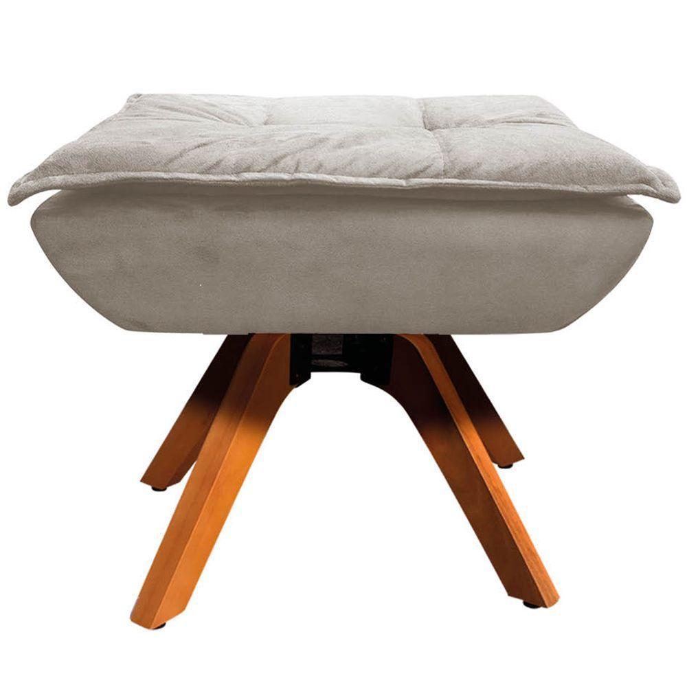 Kit 2 Puff'S Base Giratória Em Madeira Charger Suede Nude - 2