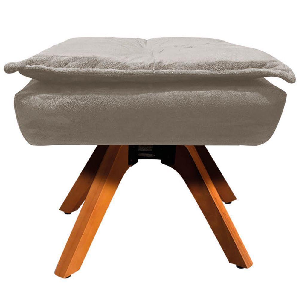 Kit 2 Puff'S Base Giratória Em Madeira Charger Suede Nude - 3
