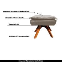 Kit 2 Puff'S Base Giratória Em Madeira Charger Suede Nude - 6