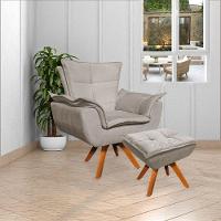 Kit 2 Puff'S Base Giratória Em Madeira Charger Suede Nude - 8