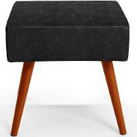 Kit 2 Puffs Banqueta Com Pés Palito Couríssimo Preto Brilho - 2