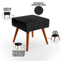 Kit 2 Puffs Banqueta Com Pés Palito Couríssimo Preto Brilho