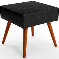 Kit 2 Puffs Banqueta Com Pés Palito Couríssimo Preto Brilho - 5