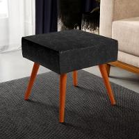 Kit 2 Puffs Banqueta Com Pés Palito Couríssimo Preto Brilho - 6