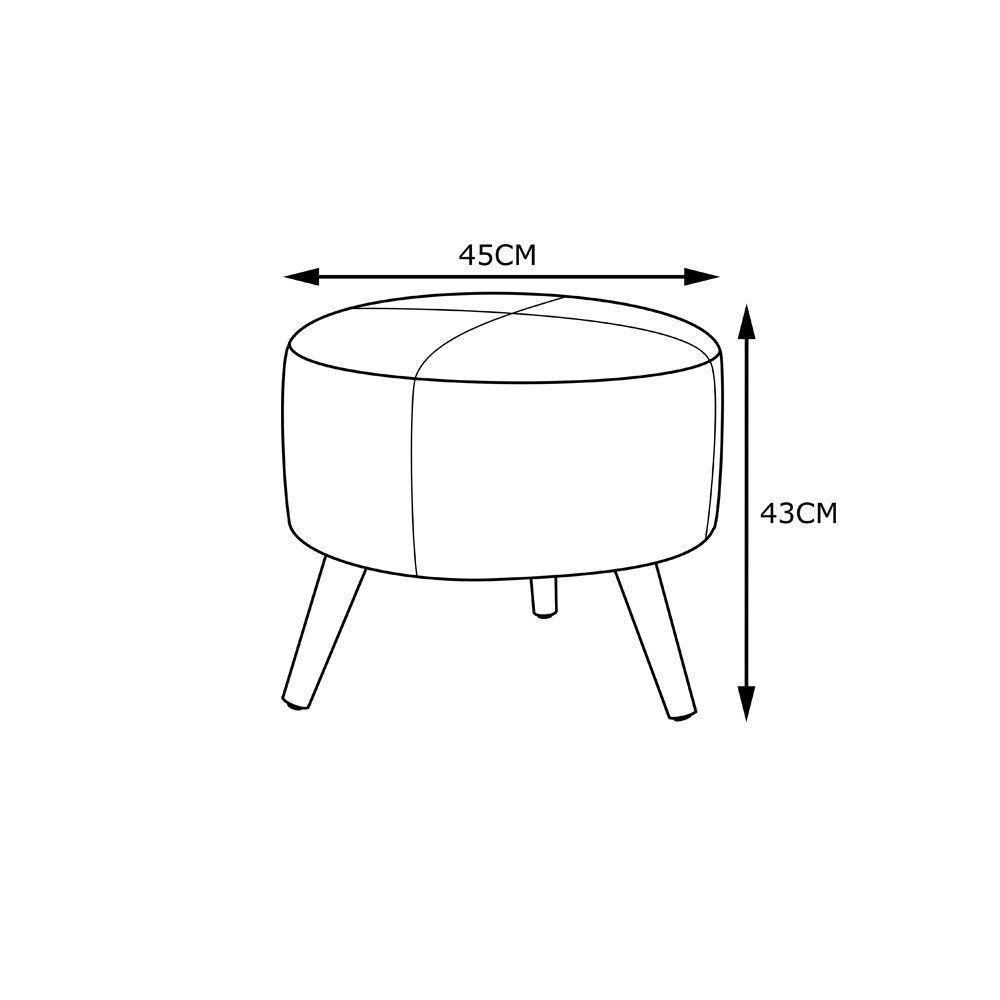 Kit 4 Puffs Decorativos Redondo Couro Bege - 3