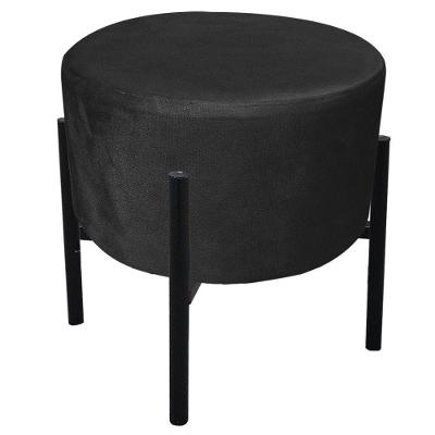 Puff Iron Suede Preto Base Palito D´rossi
