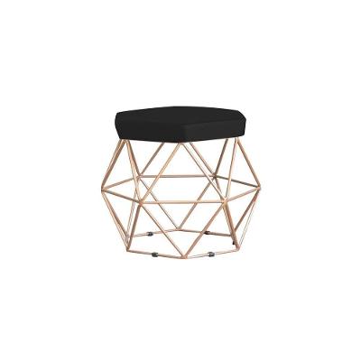Puff Base Gold Elsa Veludo Preto Gran Belo