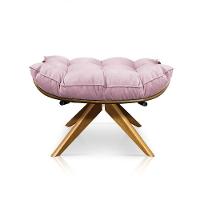 Puff Giratório Costela Suede Base Madeira Drossi - Rosa Bebê - 1