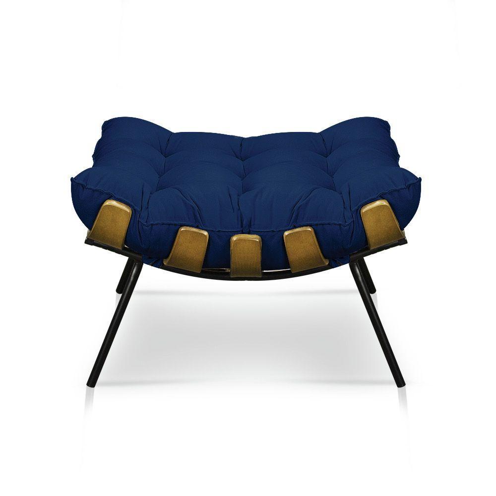 Puff Costela Suede Base Metal D'rossi - Azul Marinho - 3