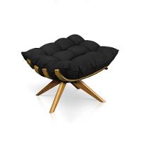 Puff Giratório Costela Suede Base Madeira Drossi - Preto - 1