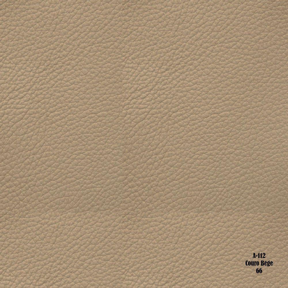 Kit 3 Puffs Decorativos Redondo Couro Bege - 3