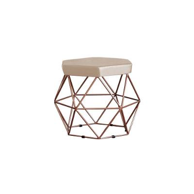 Puff Base Bronze Elsa Veludo Bege Gran Belo