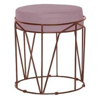 Puff Sala de Estar Base Bronze Chloe Veludo Rosê Gran Belo - 1