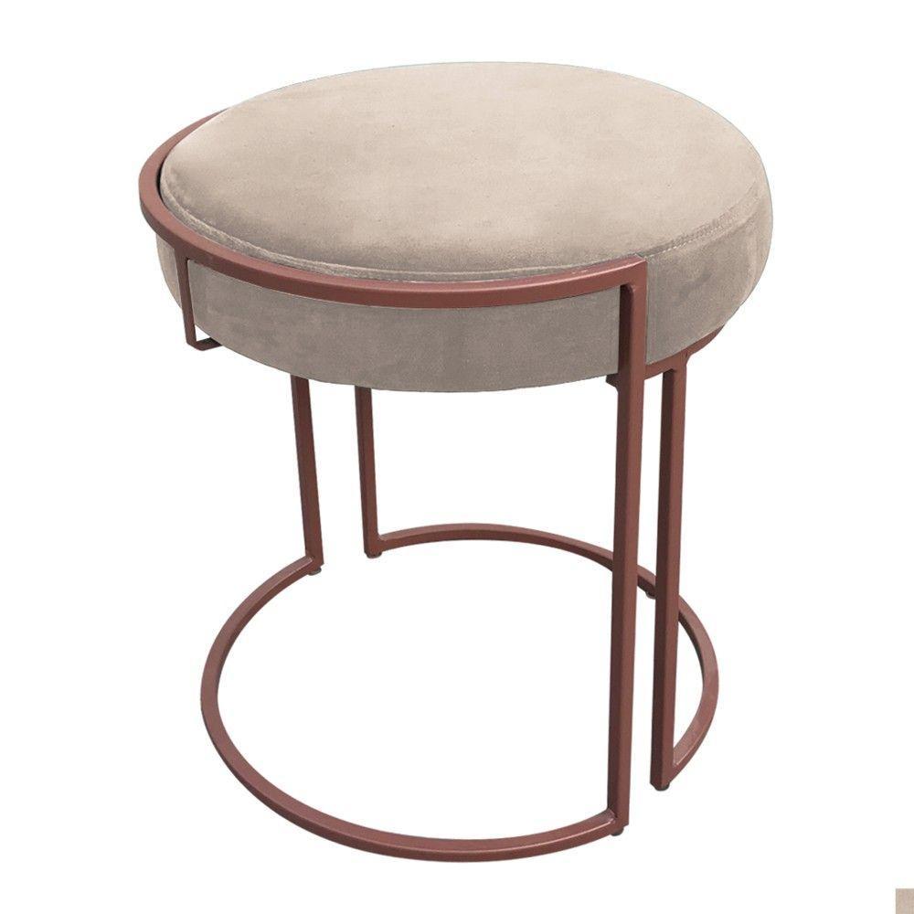 Puff Love Suede Base Cobre D´rossi Bege - 8