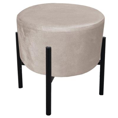 Puff Iron Suede Bege Base Palito D´rossi