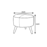 Kit 3 Puffs Decorativos Redondo Couro Preto - 2