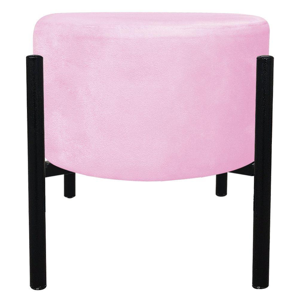 Puff Iron Suede Base Preto Palito Rosa Bebê - 2
