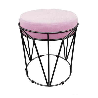 Puff Babu Suede Base Preto Rosa Bebê