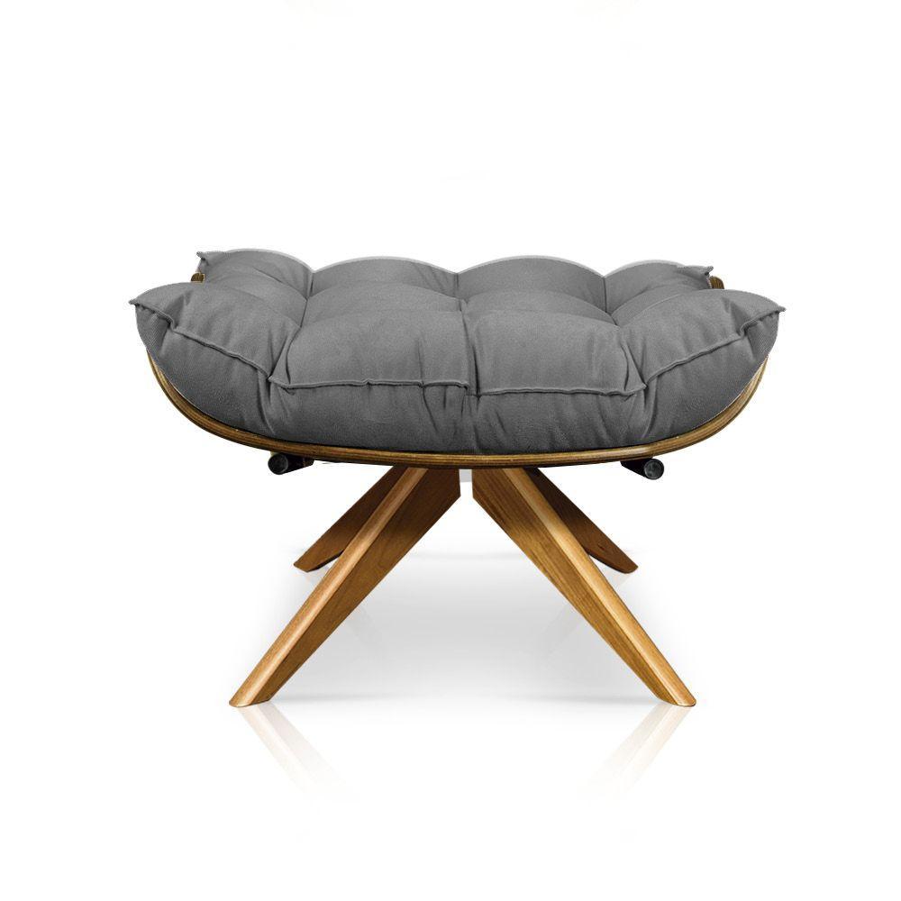 Puff Giratório Costela Suede Base Madeira D'rossi - Grafite - 1