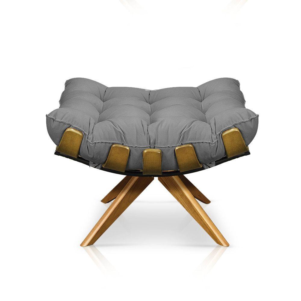 Puff Giratório Costela Suede Base Madeira D'rossi - Grafite - 3