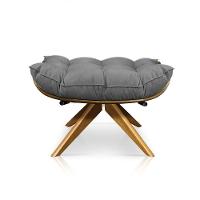 Puff Giratório Costela Suede Base Madeira D'rossi - Grafite - 1
