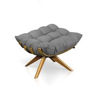 Puff Giratório Costela Suede Base Madeira D'rossi - Grafite - 2