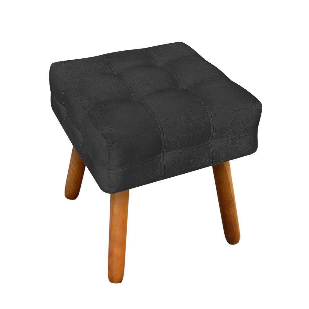 Puff Elisa Suede Preto Pés Palito Castanho - 1