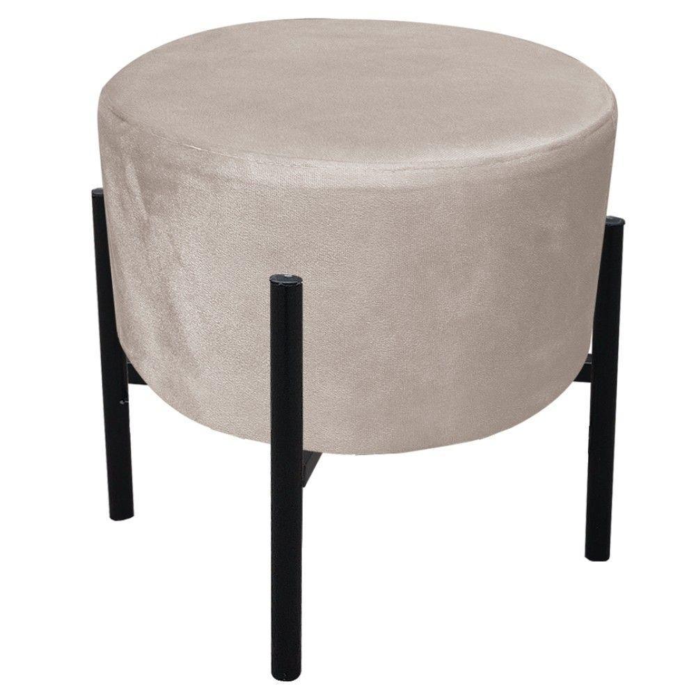 Puff Iron Suede Base Palito D´rossi Bege - 1