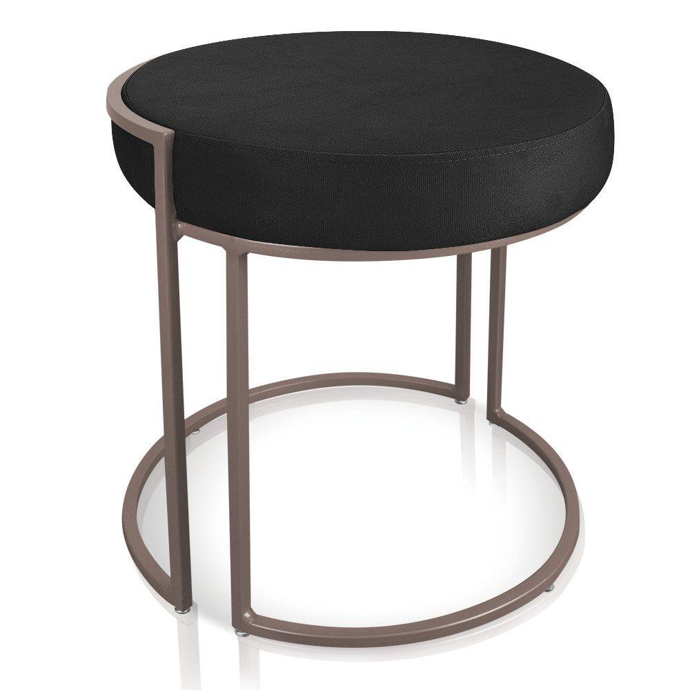 Puff Love Suede Preto Base Industrial Cobre D´rossi - 1