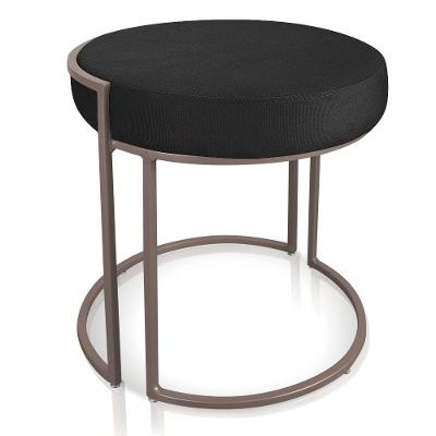 Puff Love Suede Preto Base Industrial Cobre D´rossi
