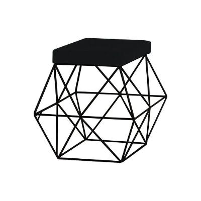 Puff Decorativo Base Preto Trixie Veludo Preto Gran Belo