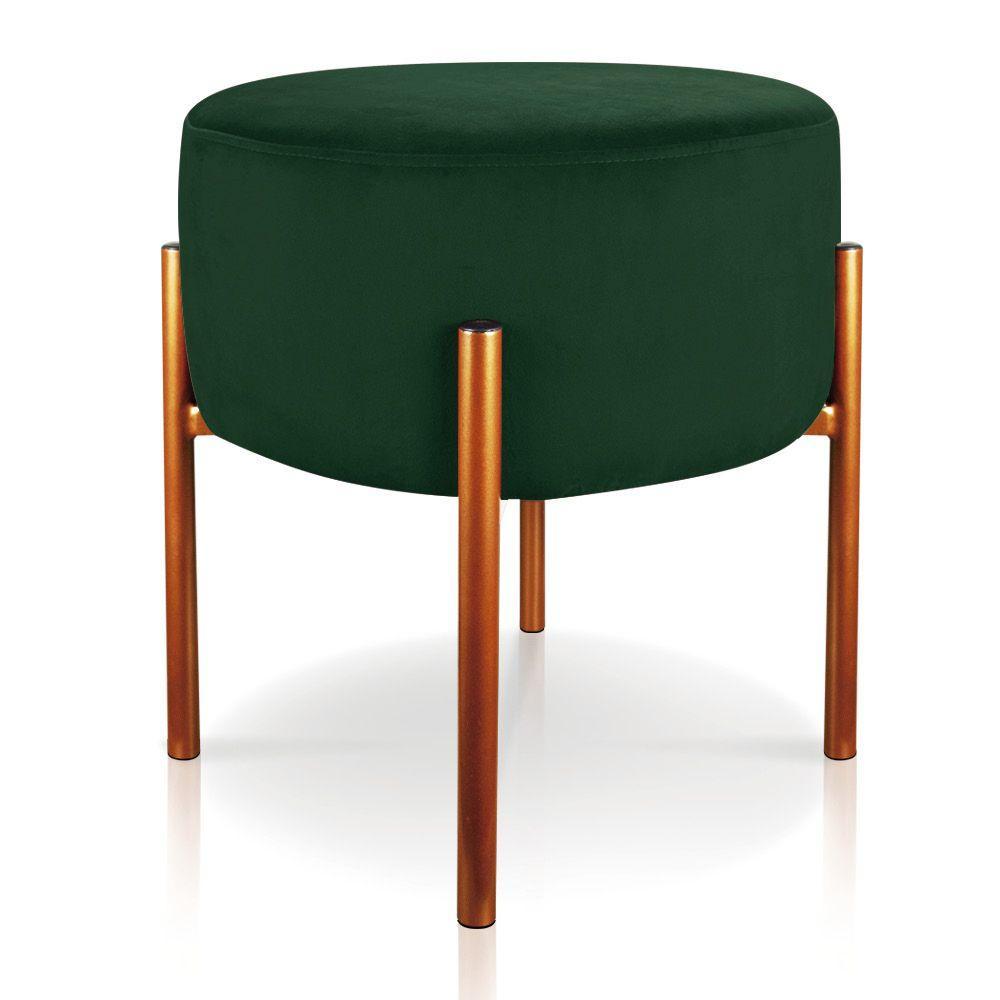 Puff Iron Suede Verde Base Metálica Cobre - D´rossi - 1