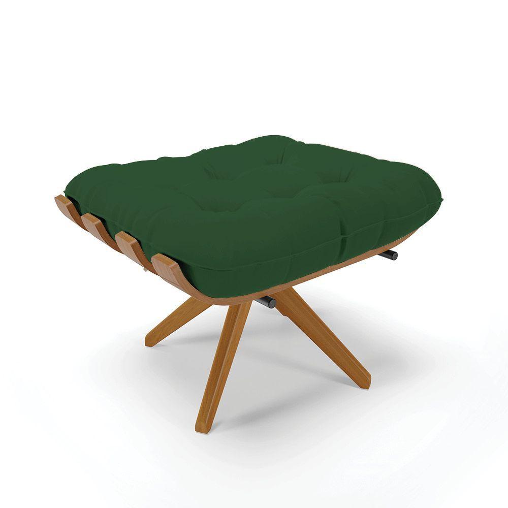 Puff Giratório Veludo Verde Base Madeira Ma25 - D'rossi - 1