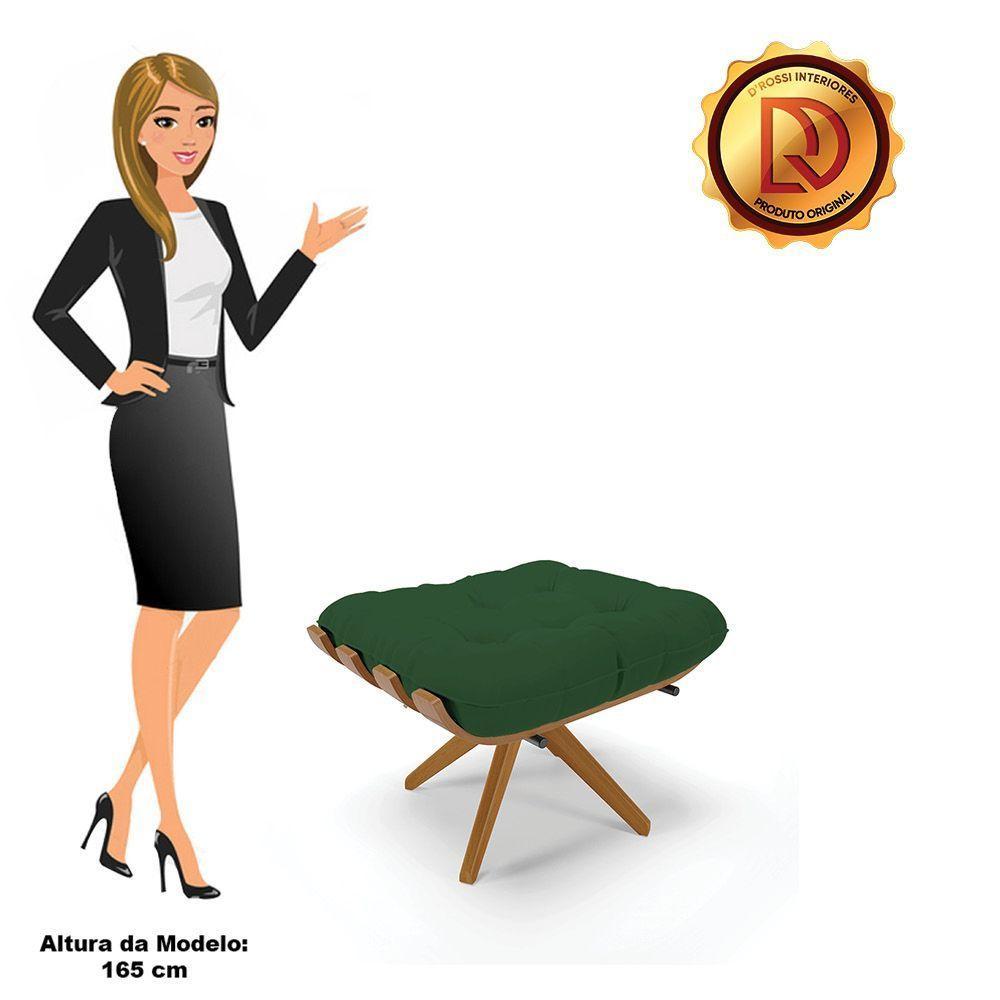 Puff Giratório Veludo Verde Base Madeira Ma25 - D'rossi - 4