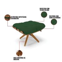 Puff Giratório Veludo Verde Base Madeira Ma25 - D'rossi - 3