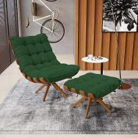 Puff Giratório Veludo Verde Base Madeira Ma25 - D'rossi - 8