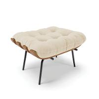 Puff Costela Linho Grosso Bege A19 Base Metálica Preto - 1