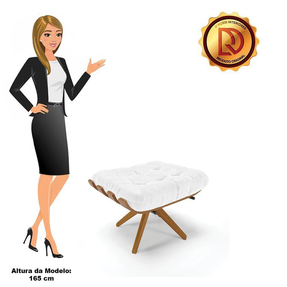 Puff Giratório Costela Corano Branco Base Madeira - 4