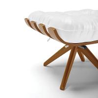 Puff Giratório Costela Corano Branco Base Madeira - 5